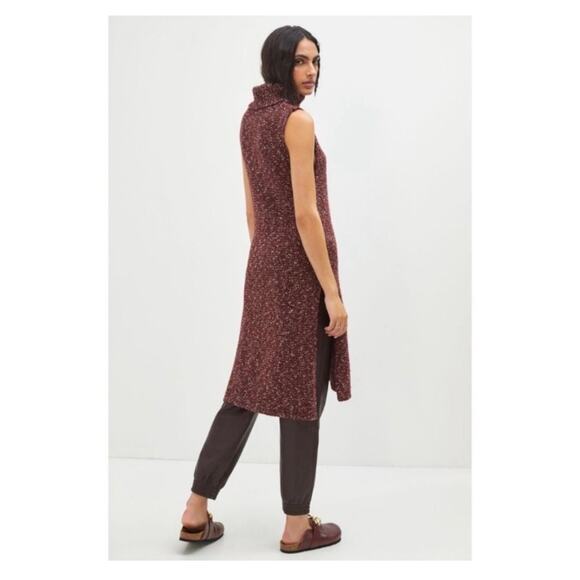 Anthropologie Flowy Maxi Tunic Sleeveless Turtleneck Tunic Sweater Wine Small - Picture 15 of 15